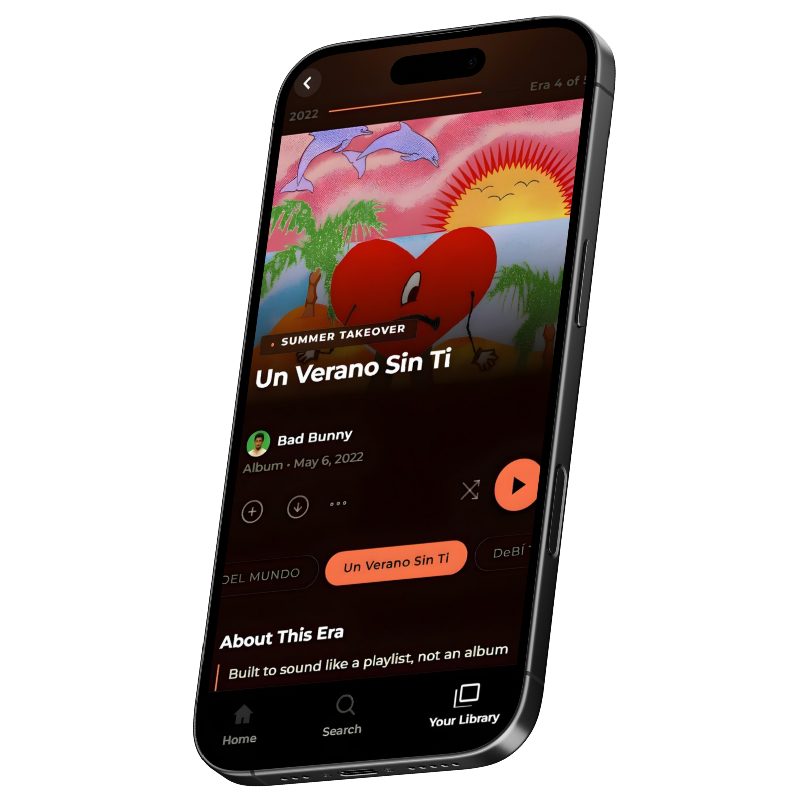 Artist Eras prototype showing Bad Bunny's Un Verano Sin Ti era